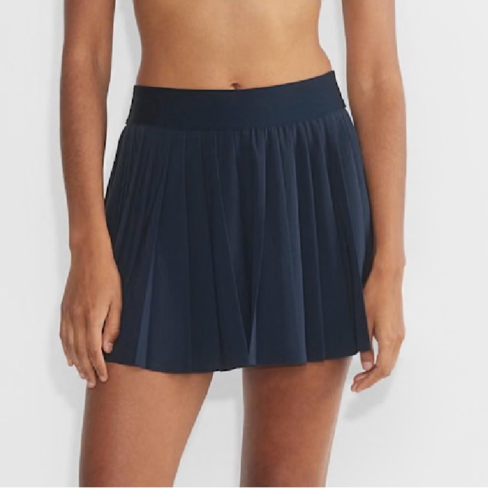 Navy Pleated Skirt